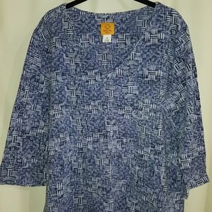 Blue, Black and White Print Top